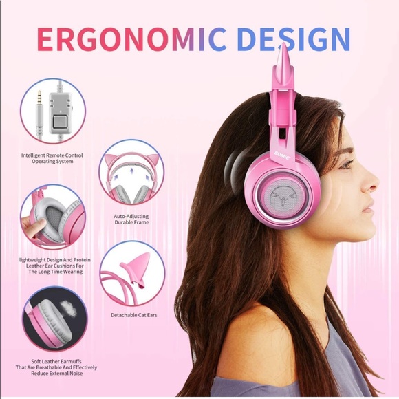 ❌SOLD❌Pink Cat Ears Gaming Headset - Picture 10 of 12